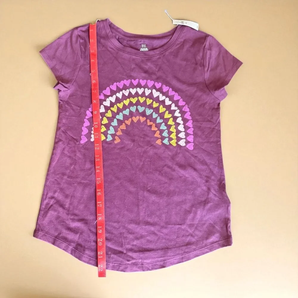 GAP Kids Girls Short Sleeve Rainbow Hearts T-Shirt Size XL (12)
